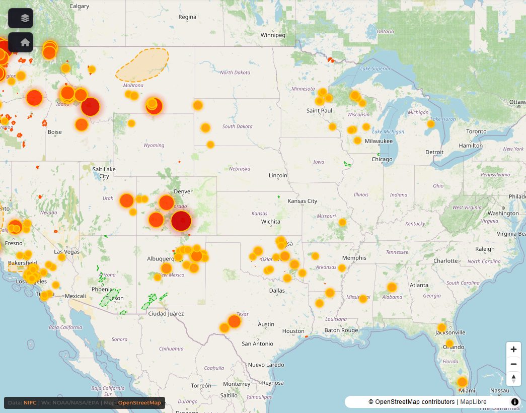 Map of active incidents